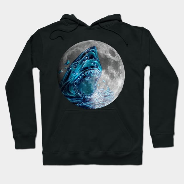 Shark on the Moon Hoodie by gdimido